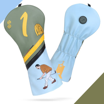 Green& Blue Golfer Driver Head Cover